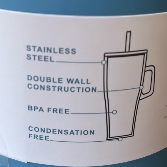 BNWT HYDRAQUENCH 40 fl. oz. Light Blue Tumbler with 2 Straw Topper - Picture 6 of 8